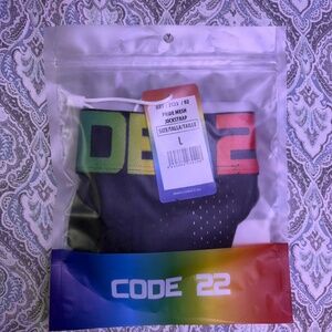 Code 22 LARGE Pride Black Mesh Jock NWT